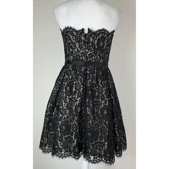 Robert Rodriguez Neiman Marcus Target Black Lace Strapless Cocktail Dress Size 6 - Picture 4 of 14